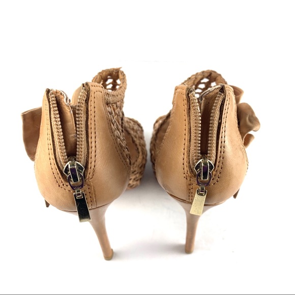SCHUTZ Woven Open Toe Zip Back Stilettos Booties - Picture 4 of 8